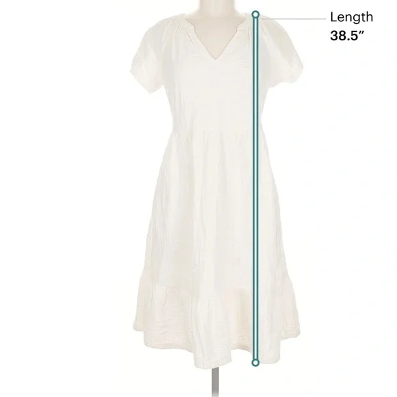 Pact Coastal Double Gauze Breezy Dress Ivory XS - Picture 11 of 12